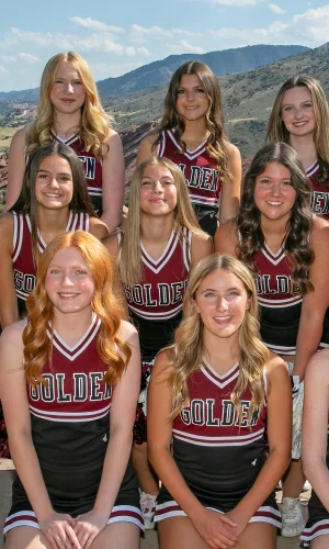 Cheerleaders posing for the official team picture